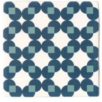 Fusion Blue & White Satin Patterned Ceramic Wall Tile Pack Of 25 (L)140mm (W)140mm - 5010921592954