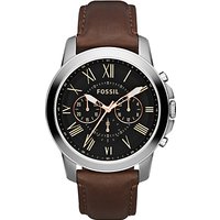 Fossil Men's Grant Chronograph Leather Strap Watch - Brown/Black