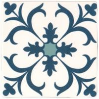 Fusion Blue & White Satin Patterned Ceramic Wall Tile Pack Of 25 (L)140mm (W)140mm - 5010921592978