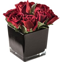 Peony Artificial Roses In Black Cube, Large - Red/Black
