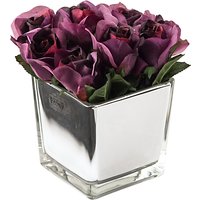 Peony Artificial Roses In Mirror Cube, Large - Purple