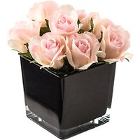 Peony Artificial Roses In Black Cube, Large - Pink/Black
