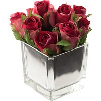 Peony Artificial Roses In Mirror Cube - Fuchsia