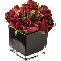 Peony Artificial Roses In Black Cube - Red/Black