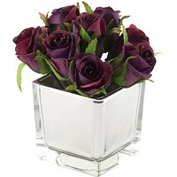 Peony Artificial Roses In Mirror Cube - Purple