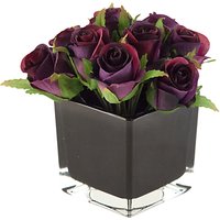 Peony Artificial Roses In Black Cube - Purple/Black