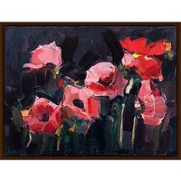 James Fullarton - Pink Poppies - Dark Brown Framed Canvas