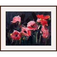 James Fullarton - Pink Poppies - Dark Brown Framed Print