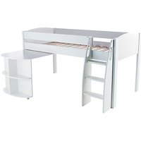 Stompa Uno S Plus Mid-Sleeper Bed With Pull-Out Desk - White