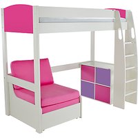 Stompa Uno S Plus High-Sleeper With 4 Door Cube Unit And Chair Bed - Pink/Purple