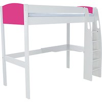 Stompa Uno S Plus High-Sleeper Bed With Corner Desk - White/Pink