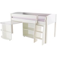 Stompa Uno S Plus Mid-Sleeper Bed With Pull-Out Desk And Bookcase - White