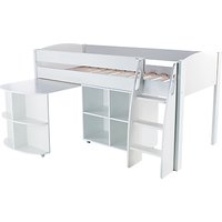 Stompa Uno S Plus Mid-Sleeper Bed With Pull-Out Desk And Cube Unit - White