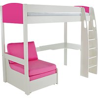 Stompa Uno S Plus High-Sleeper Bed With Corner Desk And Chair Bed - Pink/Pink