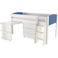 Stompa Uno S Plus Mid-Sleeper With Pull-Out Desk And 3 Drawer Chest - White/Blue