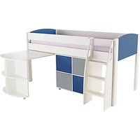 Stompa Uno S Plus Mid-Sleeper With Pull-Out Desk And 4 Door Cube Unit - Blue/Grey