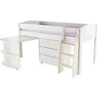 Stompa Uno S Plus Mid-Sleeper With Pull-Out Desk And 3 Drawer Chest - White