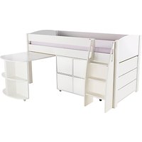 Stompa Uno S Plus Mid-Sleeper With Pull-Out Desk, 3 Drawer Chest And 4 Door Cube Unit - White