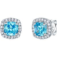 Jools By Jenny Brown Pavé Surround Cushion Square Cubic Zirconia Stud Earrings - Ocean Blue