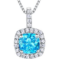 Jools By Jenny Brown Sterling Silver Cubic Zirconia Square Cushion Pendant - Blue