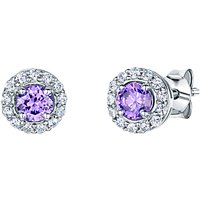Jools By Jenny Brown Pavé Surround Round Cubic Zirconia Stud Earrings - Amethyst