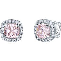 Jools By Jenny Brown Pavé Surround Cushion Square Cubic Zirconia Stud Earrings - Light Pink