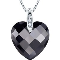 Jools By Jenny Brown Rhodium Plated Silver Cubic Zirconia Heart Shaped Pendant - Black