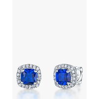 Jools By Jenny Brown Pavé Surround Cushion Square Cubic Zirconia Stud Earrings - Saphire
