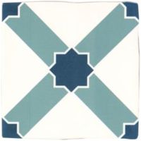 Fusion Blue & White Satin Patterned Ceramic Wall Tile Pack Of 25 (L)140mm (W)140mm - 5010921592947