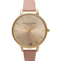 Olivia Burton Women's Big Dial Leather Strap Watch - Dusky Pink/Gold