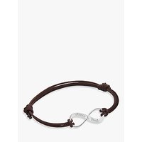Merci Maman Personalised Sterling Silver Men's Infinity Bracelet - Brown