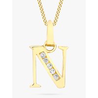 IBB 9ct Gold Cubic Zirconia Initial Pendant Necklace - N