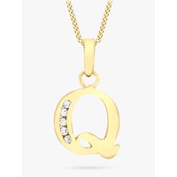 IBB 9ct Gold Cubic Zirconia Initial Pendant Necklace - Q