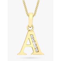 IBB 9ct Gold Cubic Zirconia Initial Pendant Necklace - A