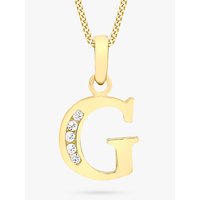 IBB 9ct Gold Cubic Zirconia Initial Pendant Necklace - G