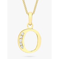 IBB 9ct Gold Cubic Zirconia Initial Pendant Necklace - O