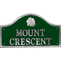 The House Nameplate Company Personalised Polished Aluminium Bridge House Sign, Rose Motif, Small - Green