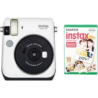 Fujifilm Instax Mini 70 Instant Camera With 10 Shots Of Film, Selfi Mode, Built-In Flash & Hand Strap - White