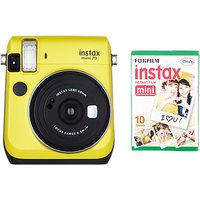 Fujifilm Instax Mini 70 Instant Camera With 10 Shots Of Film, Selfi Mode, Built-In Flash & Hand Strap - Yellow