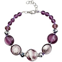 Martick Candy Cane Swirl Murano Glass And Crystal Bracelet - Plum/Silver
