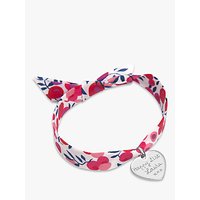 Merci Maman Personalised Sterling Silver Heart Liberty Bracelet - Red