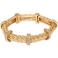 Adele Marie Textured Tube And Crystal Bar Stretch Bracelet - Gold