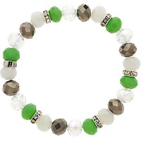 Monet Bead And Crystal Rondel Stretch Bracelet - Green/White