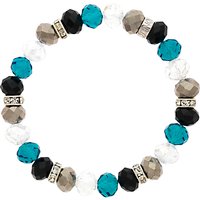 Monet Bead And Crystal Rondel Stretch Bracelet - Turquoise/Black