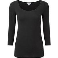 Pure Collection Soft Jersey Scoop Neck Top - Black