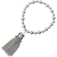 Adele Marie Bead Chain Tassel Stretch Bracelet - Silver