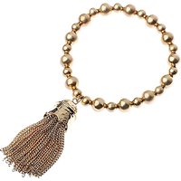 Adele Marie Bead Chain Tassel Stretch Bracelet - Gold