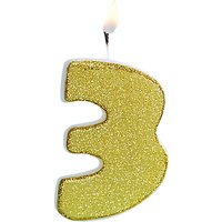 Ginger Ray Gold Glitter Birthday Candle - No. 3