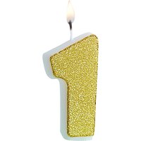Ginger Ray Gold Glitter Birthday Candle - No. 1