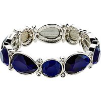Monet Large Crystal Stretch Bracelet - Silver/Sapphire Blue